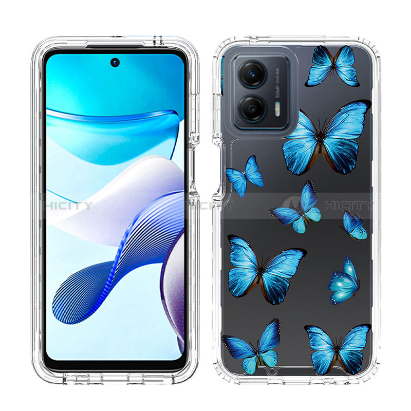 Funda Silicona Carcasa Ultrafina Transparente Goma Frontal y Trasera 360 Grados JX1 para Motorola Moto G 5G (2023) Azul