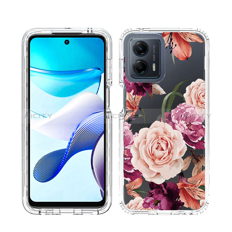 Funda Silicona Carcasa Ultrafina Transparente Goma Frontal y Trasera 360 Grados JX1 para Motorola Moto G 5G (2023) Purpura Claro