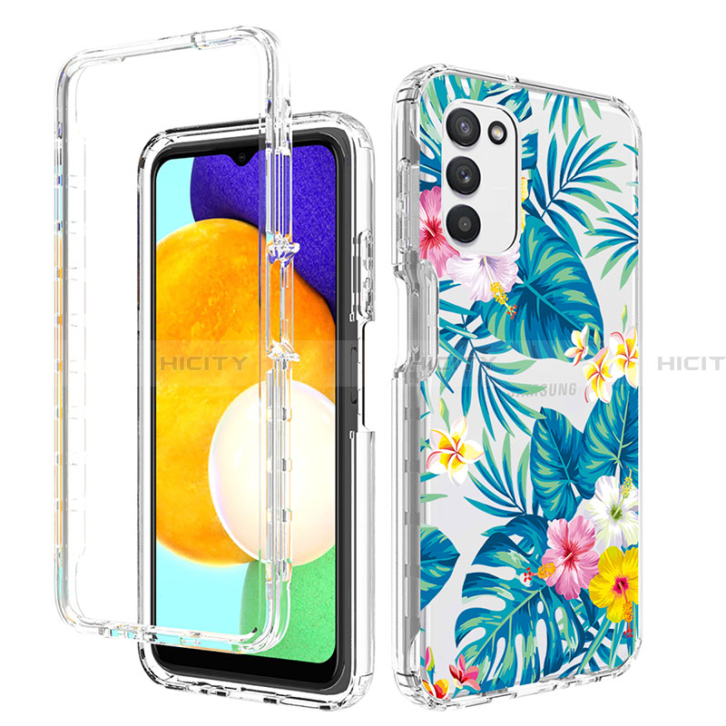 Funda Silicona Carcasa Ultrafina Transparente Goma Frontal y Trasera 360 Grados JX3 para Samsung Galaxy F02S SM-E025F Azul Cielo