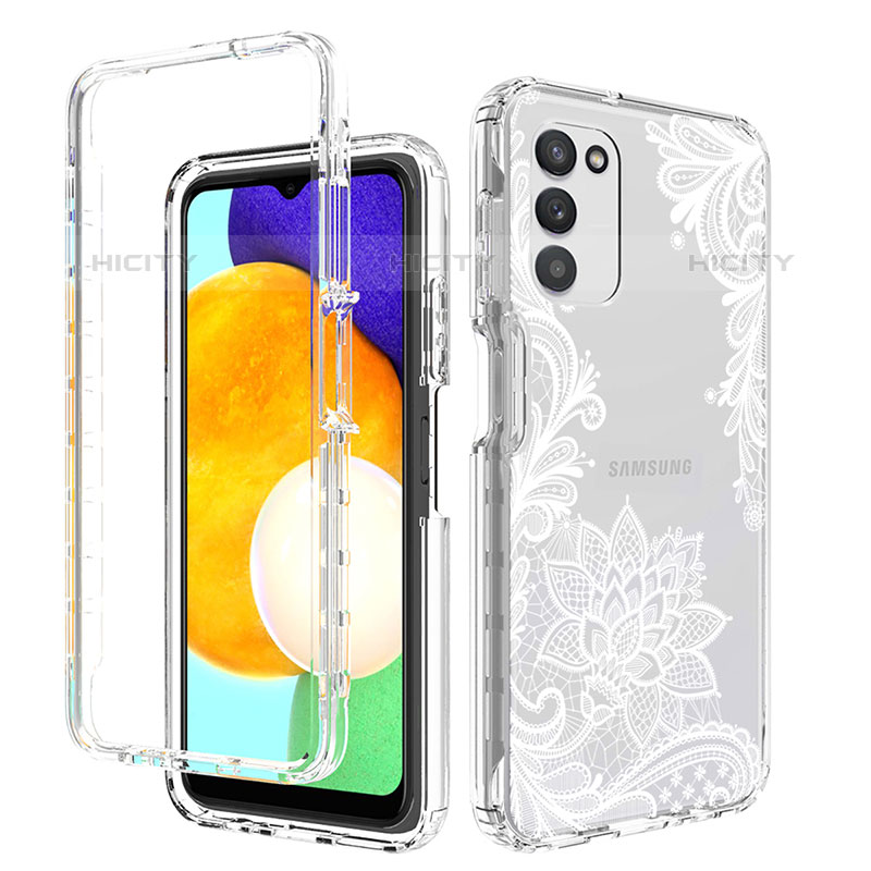 Funda Silicona Carcasa Ultrafina Transparente Goma Frontal y Trasera 360 Grados JX3 para Samsung Galaxy M02s Blanco