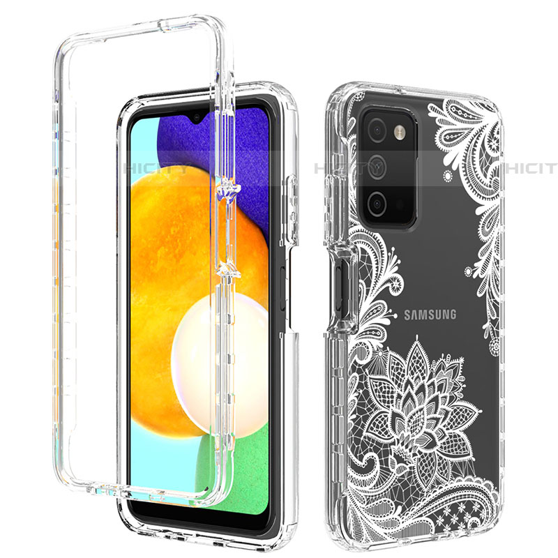 Funda Silicona Carcasa Ultrafina Transparente Goma Frontal y Trasera 360 Grados JX4 para Samsung Galaxy A03s Blanco