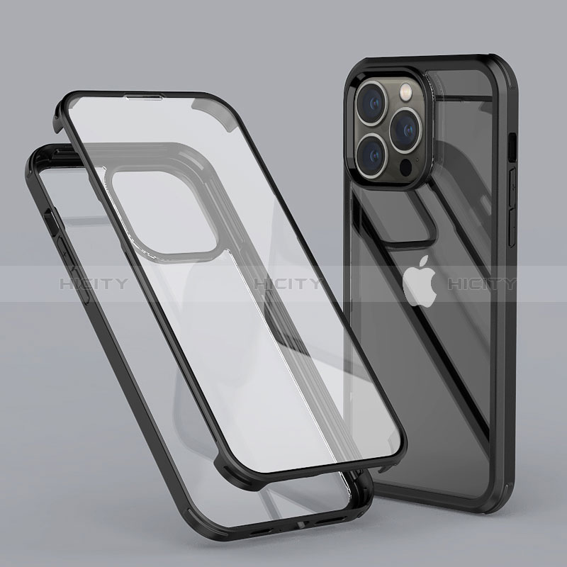 Funda Silicona Carcasa Ultrafina Transparente Goma Frontal y Trasera 360 Grados LK1 para Apple iPhone 14 Pro Max Negro