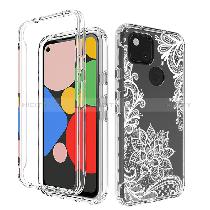 Funda Silicona Carcasa Ultrafina Transparente Goma Frontal y Trasera 360 Grados para Google Pixel 4a Blanco