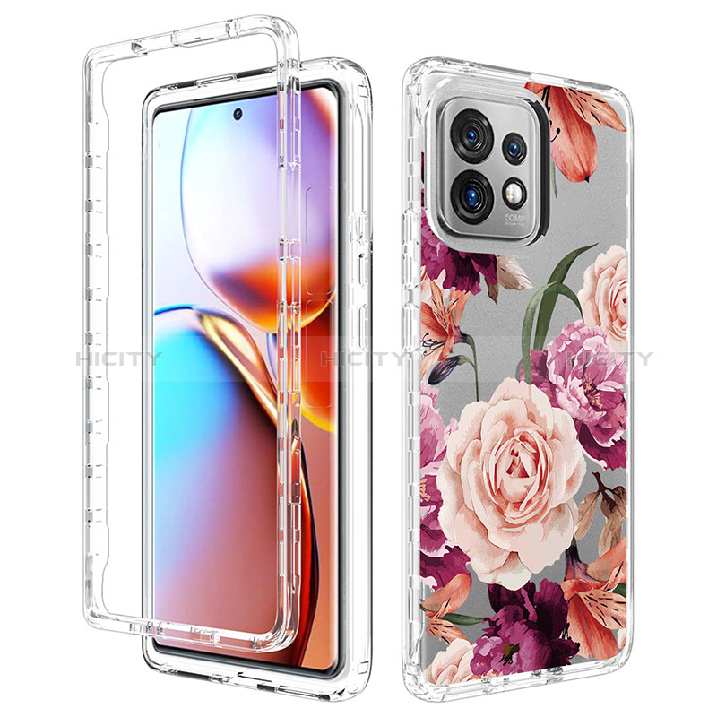 Funda Silicona Carcasa Ultrafina Transparente Goma Frontal y Trasera 360 Grados para Motorola Moto Edge 40 Pro 5G Purpura Claro