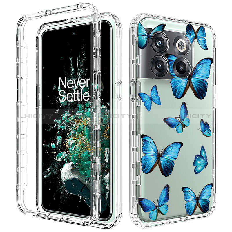 Funda Silicona Carcasa Ultrafina Transparente Goma Frontal y Trasera 360 Grados para OnePlus 10T 5G Azul