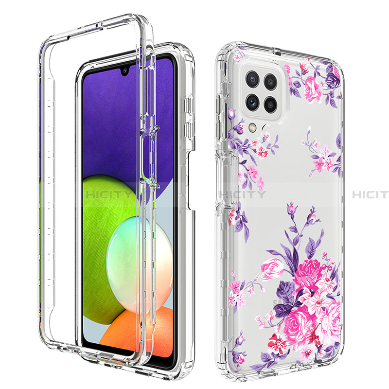 Funda Silicona Carcasa Ultrafina Transparente Goma Frontal y Trasera 360 Grados para Samsung Galaxy A22 4G Rosa