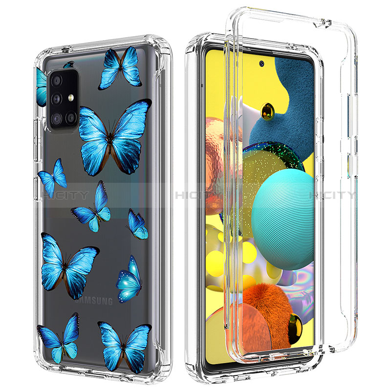 Funda Silicona Carcasa Ultrafina Transparente Goma Frontal y Trasera 360 Grados para Samsung Galaxy A51 4G Azul