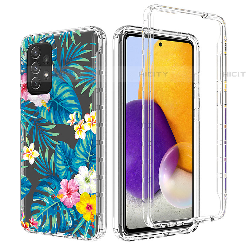 Funda Silicona Carcasa Ultrafina Transparente Goma Frontal y Trasera 360 Grados para Samsung Galaxy A72 4G Azul Cielo