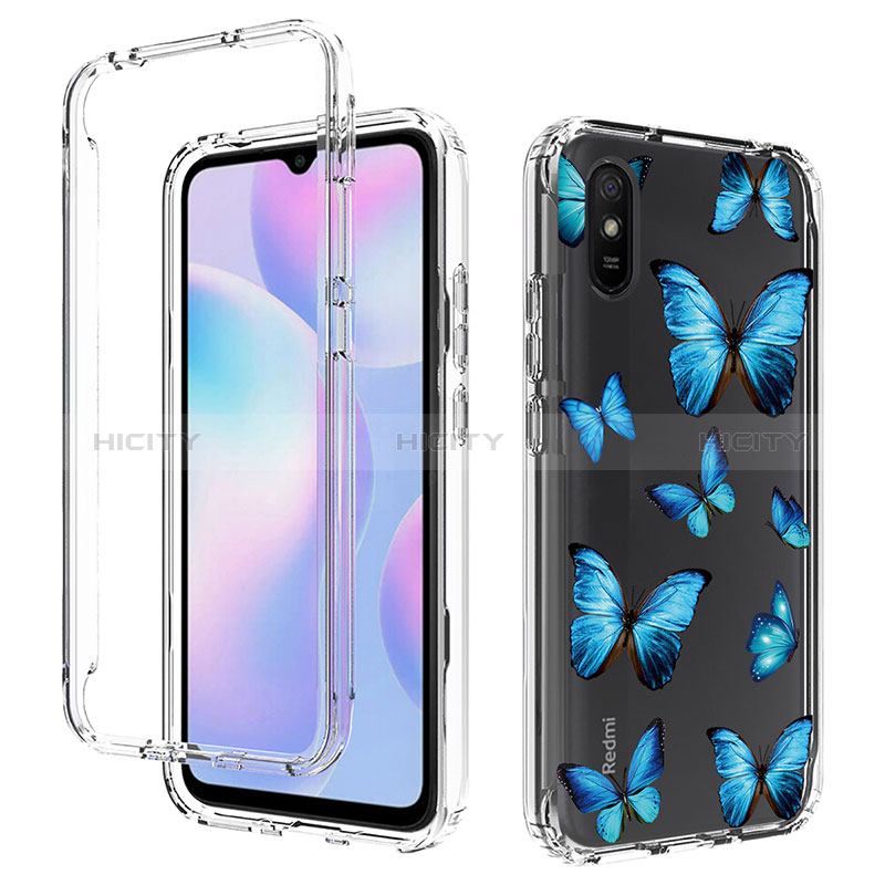 Funda Silicona Carcasa Ultrafina Transparente Goma Frontal y Trasera 360 Grados para Xiaomi Redmi 9A Azul