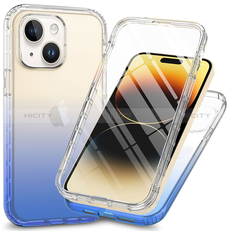 Funda Silicona Carcasa Ultrafina Transparente Goma Frontal y Trasera 360 Grados ZJ1 para Apple iPhone 15 Azul