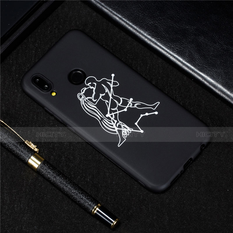 Funda Silicona Gel Goma Constelacion Carcasa S01 para Huawei Nova 3e Negro