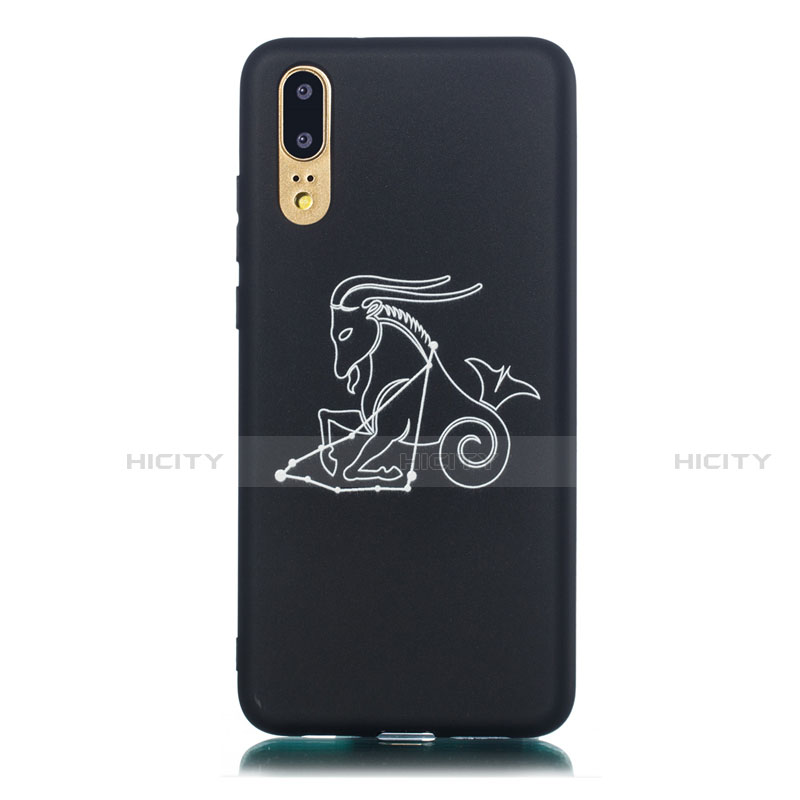 Funda Silicona Gel Goma Constelacion Carcasa S02 para Huawei P20 Negro