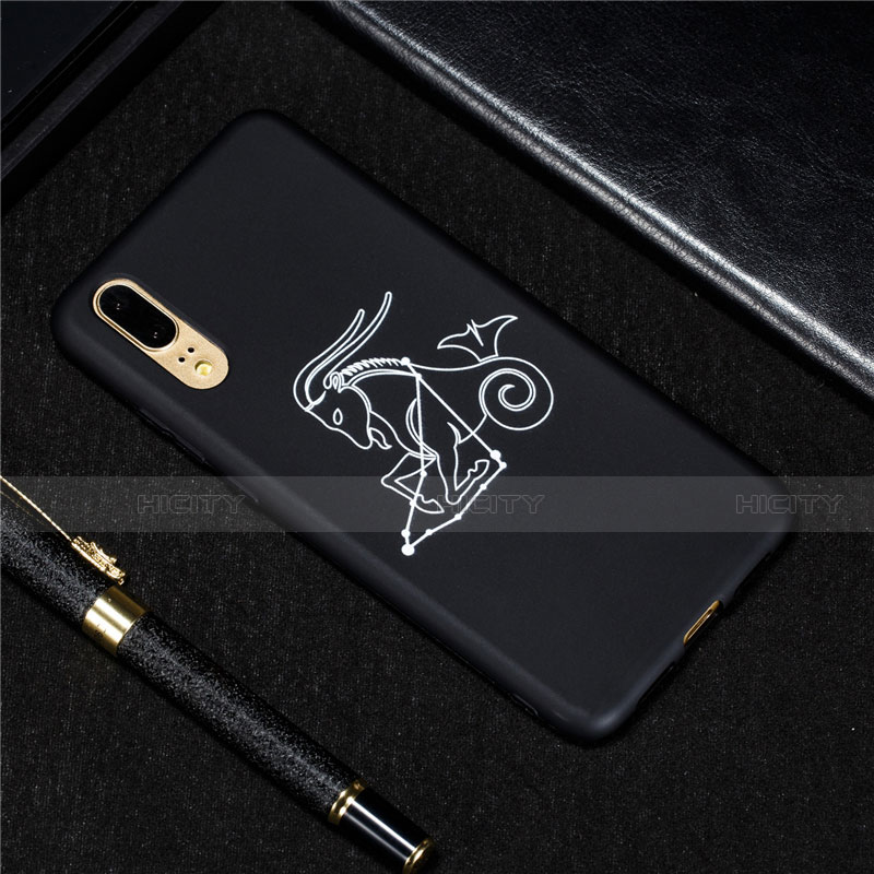 Funda Silicona Gel Goma Constelacion Carcasa S02 para Huawei P20 Negro