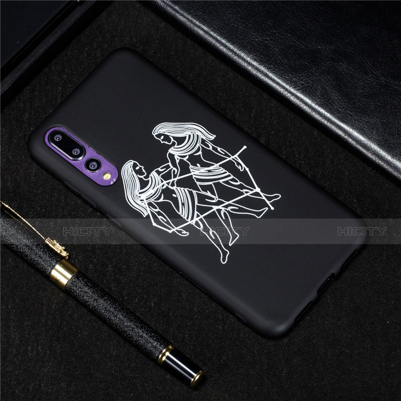 Funda Silicona Gel Goma Constelacion Carcasa S04 para Huawei P20 Pro Negro