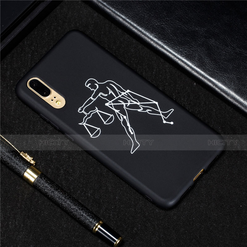 Funda Silicona Gel Goma Constelacion Carcasa S05 para Huawei P20 Negro