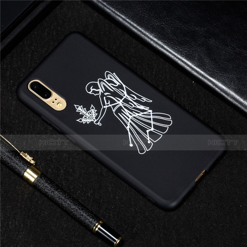 Funda Silicona Gel Goma Constelacion Carcasa S06 para Huawei P20 Negro