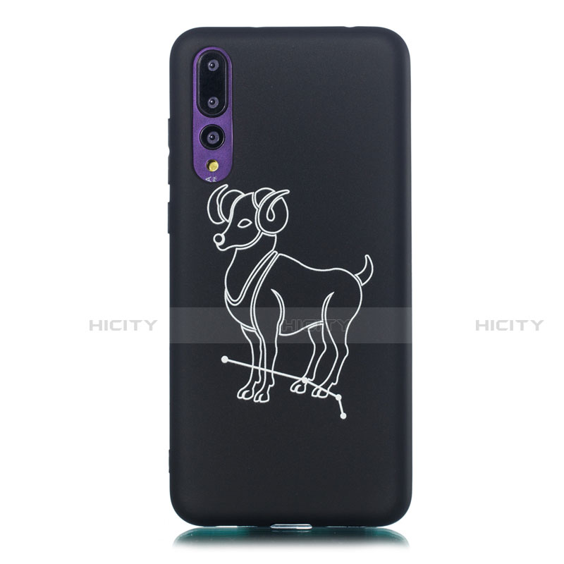 Funda Silicona Gel Goma Constelacion Carcasa S06 para Huawei P20 Pro Negro