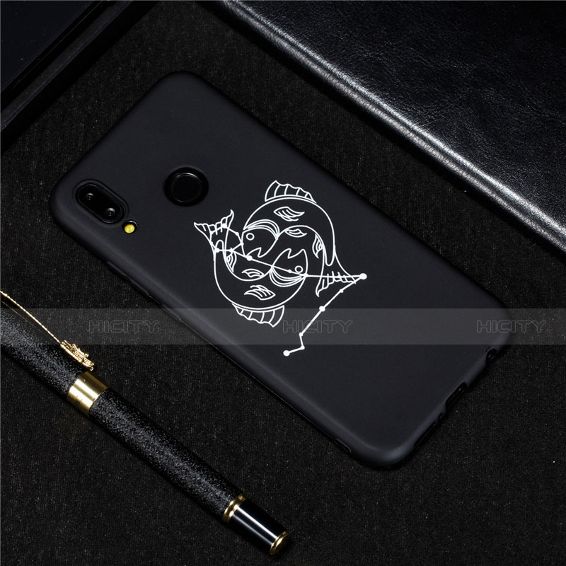 Funda Silicona Gel Goma Constelacion Carcasa S12 para Huawei P20 Lite Negro