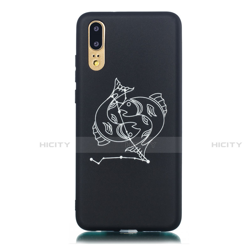 Funda Silicona Gel Goma Constelacion Carcasa S12 para Huawei P20 Negro