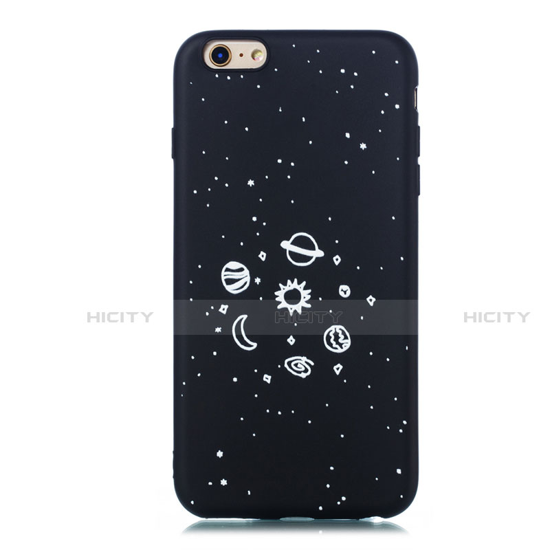 Funda Silicona Gel Goma Estrellado Carcasa para Apple iPhone 6 Plus Negro