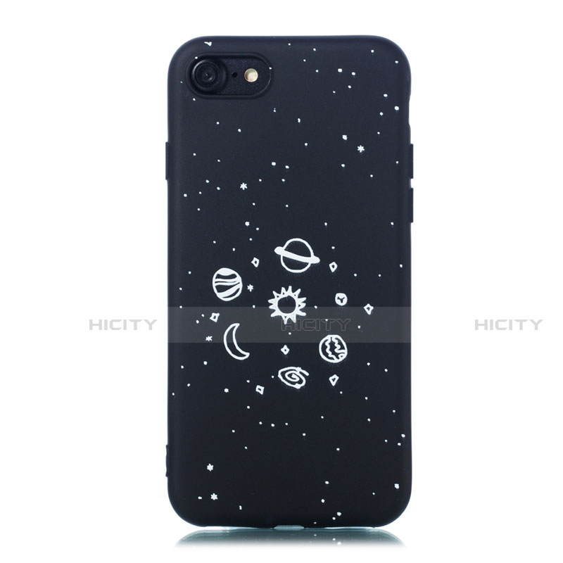 Funda Silicona Gel Goma Estrellado Carcasa para Apple iPhone 7 Negro