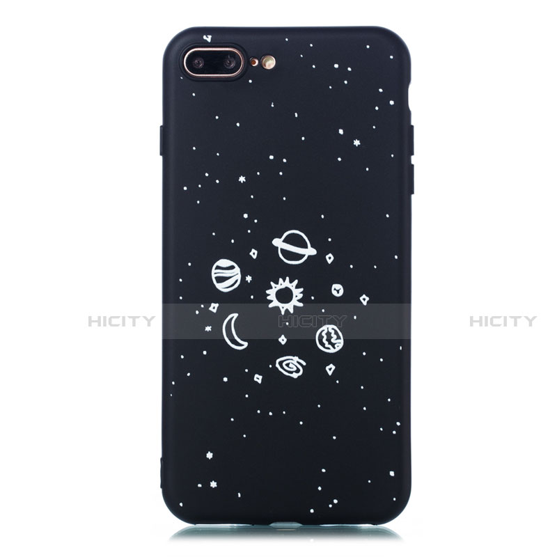 Funda Silicona Gel Goma Estrellado Carcasa para Apple iPhone 8 Plus Negro