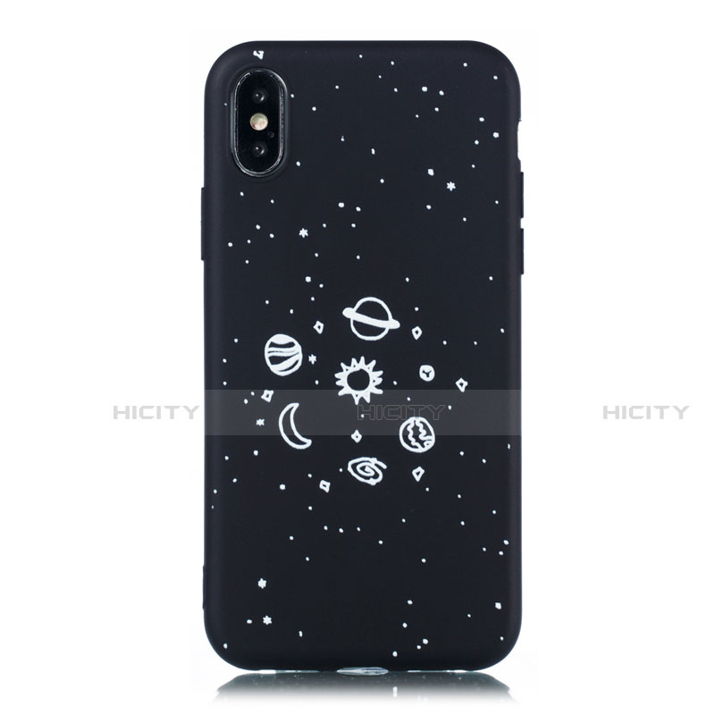 Funda Silicona Gel Goma Estrellado Carcasa para Apple iPhone X Negro