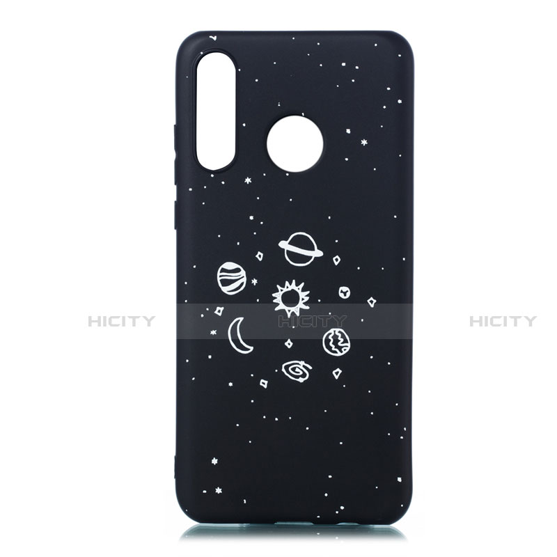 Funda Silicona Gel Goma Estrellado Carcasa para Huawei Nova 4e Negro