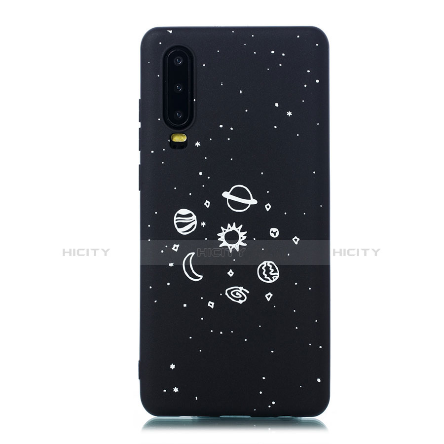 Funda Silicona Gel Goma Estrellado Carcasa para Huawei P30 Negro