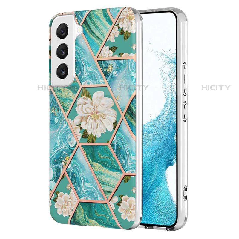 Funda Silicona Gel Goma Flores Carcasa A01 para Samsung Galaxy S21 Plus 5G Verde