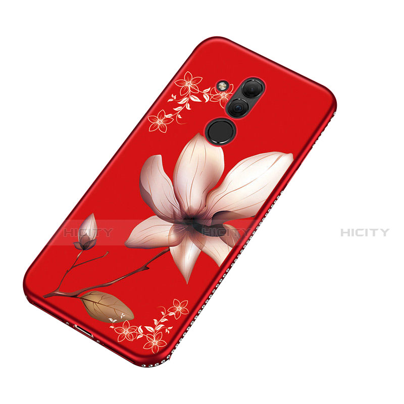 Funda Silicona Gel Goma Flores Carcasa H01 para Huawei Mate 20 Lite Rojo