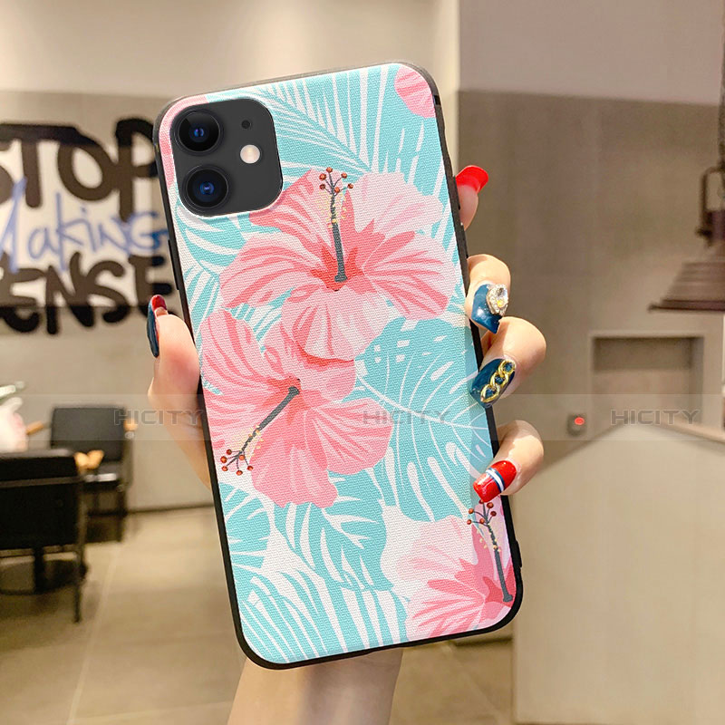 Funda Silicona Gel Goma Flores Carcasa H09 para Apple iPhone 11 Cian