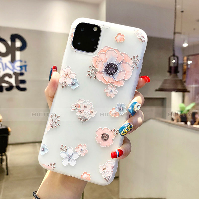 Funda Silicona Gel Goma Flores Carcasa H19 para Apple iPhone 11 Pro Blanco