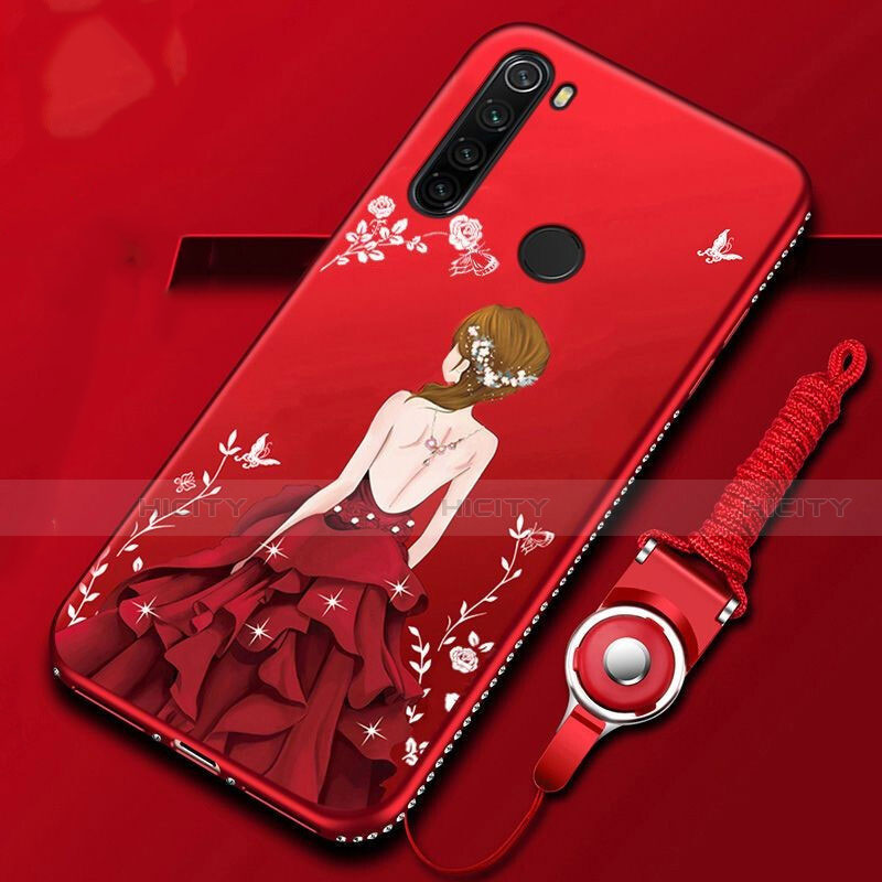 Funda Silicona Gel Goma Flores Carcasa K01 para Xiaomi Redmi Note 8 (2021) Rojo