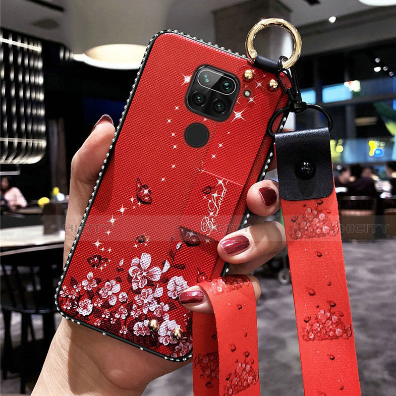 Funda Silicona Gel Goma Flores Carcasa K01 para Xiaomi Redmi Note 9 Rojo