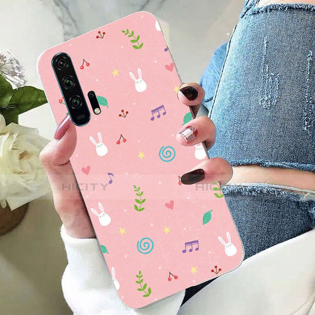 Funda Silicona Gel Goma Flores Carcasa K02 para Huawei Honor 20 Pro Rosa