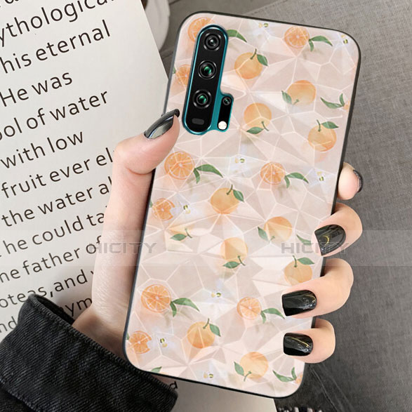 Funda Silicona Gel Goma Flores Carcasa K03 para Huawei Honor 20 Pro Naranja