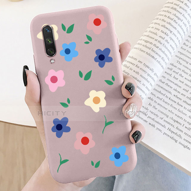 Funda Silicona Gel Goma Flores Carcasa K07 para Xiaomi Mi A3 Oro Rosa