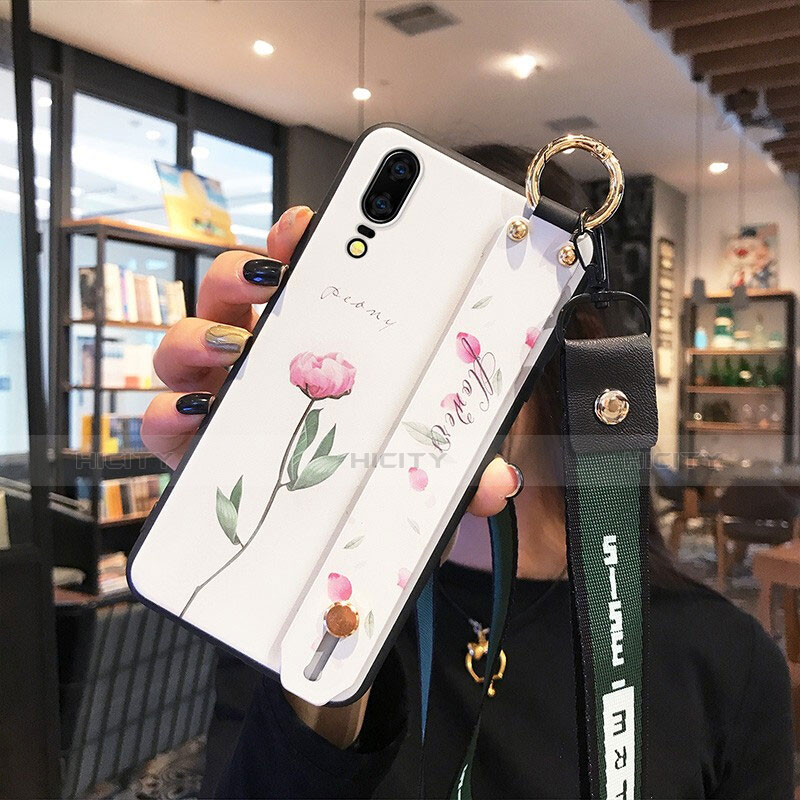 Funda Silicona Gel Goma Flores Carcasa P01 para Huawei P20