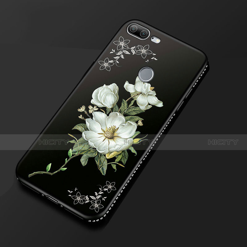 Funda Silicona Gel Goma Flores Carcasa para Huawei Honor 9 Lite Negro