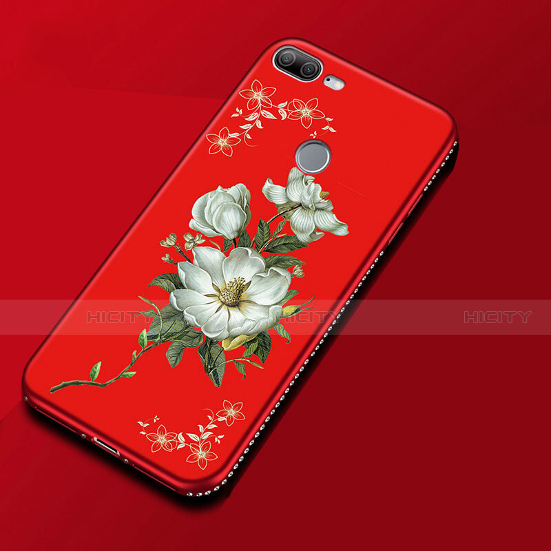 Funda Silicona Gel Goma Flores Carcasa para Huawei Honor 9 Lite Rojo