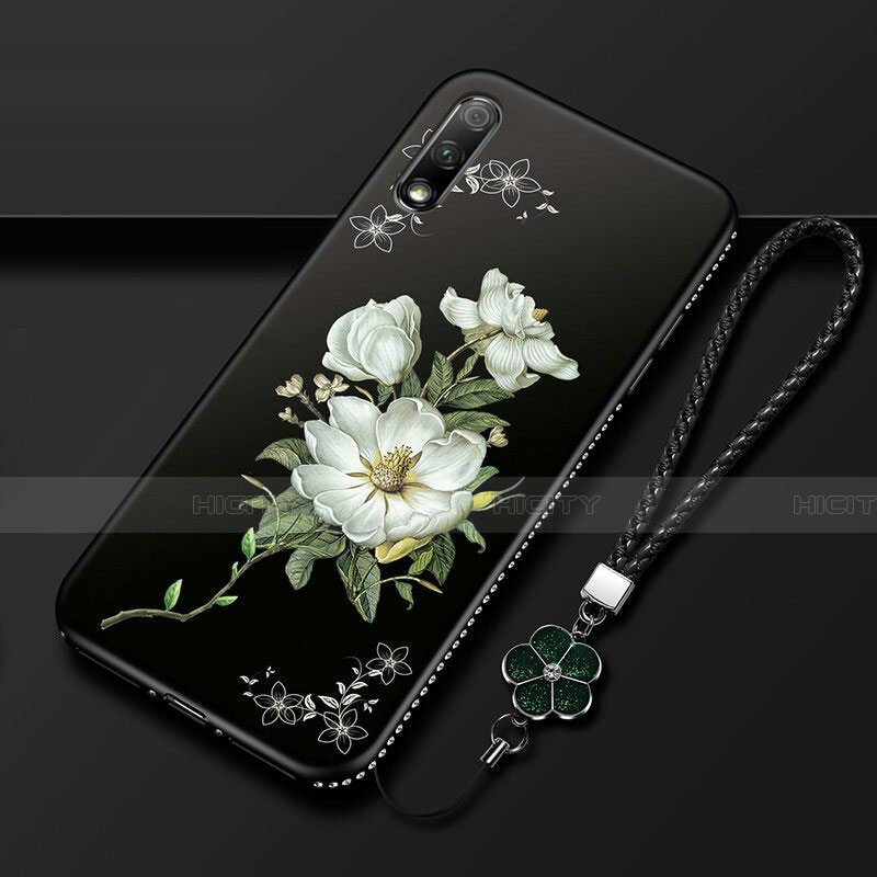 Funda Silicona Gel Goma Flores Carcasa para Huawei Honor 9X Blanco