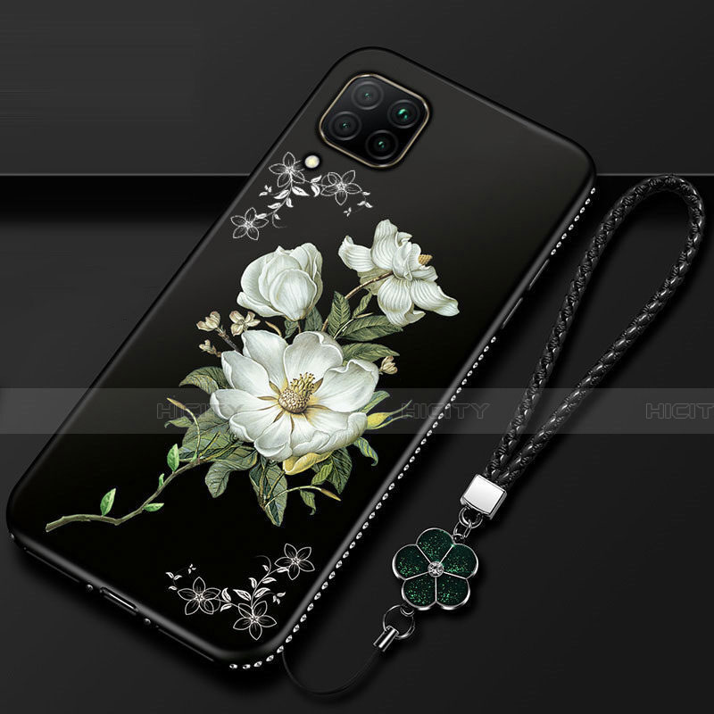 Funda Silicona Gel Goma Flores Carcasa para Huawei Nova 6 SE Blanco