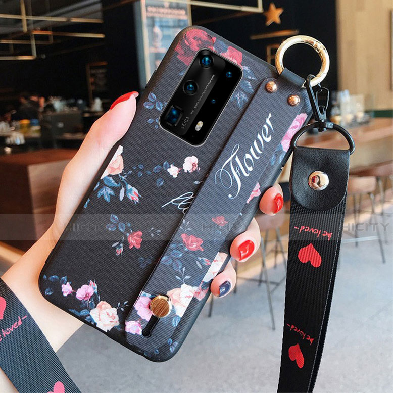 Funda Silicona Gel Goma Flores Carcasa para Huawei P40 Pro+ Plus Naranja