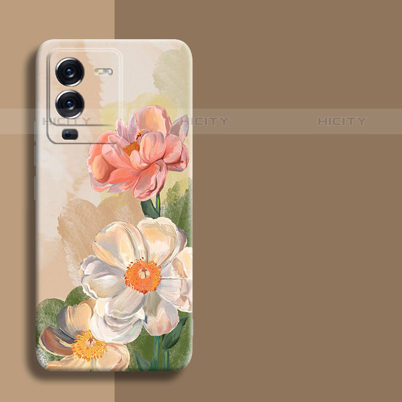 Funda Silicona Gel Goma Flores Carcasa para Vivo V25 Pro 5G Rosa