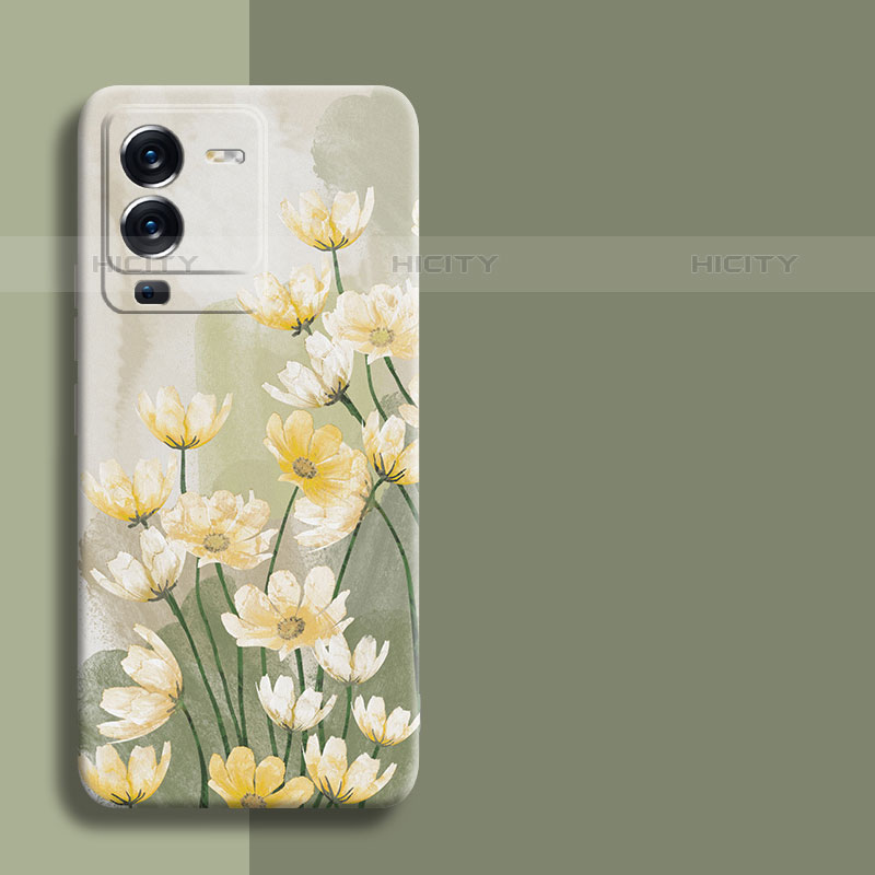 Funda Silicona Gel Goma Flores Carcasa para Vivo V25 Pro 5G Verde