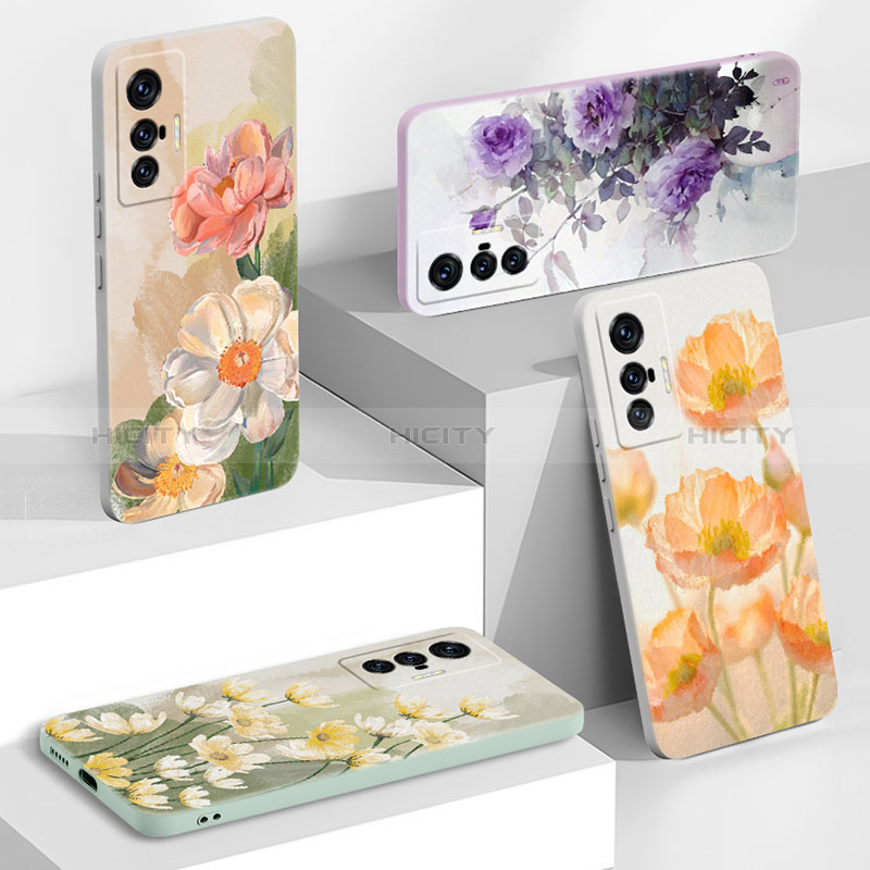 Funda Silicona Gel Goma Flores Carcasa para Vivo X70t