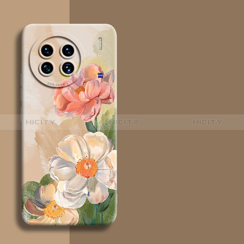 Funda Silicona Gel Goma Flores Carcasa para Vivo X90 5G