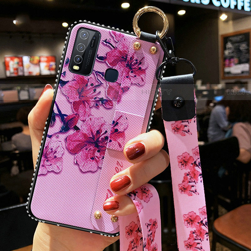 Funda Silicona Gel Goma Flores Carcasa para Vivo Y50 Morado