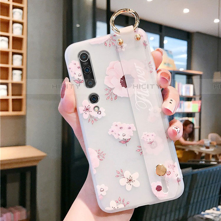 Funda Silicona Gel Goma Flores Carcasa para Xiaomi Mi 10 Rosa